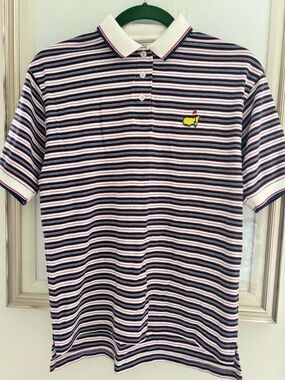 Vintage Masters Slazenger Ladies Polo Navy, White & Pink Striped